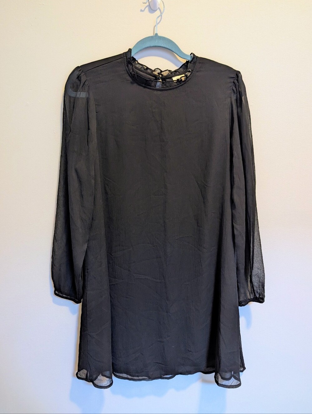 Black Sheer Shift Dress Long Sleeves